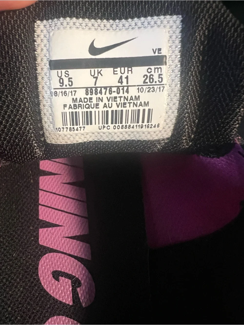 Nike Black and Pink Women's Athletic Running Shoes
